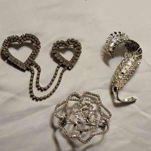 Vintage Rhinestone Brooch Pins Lot of 3